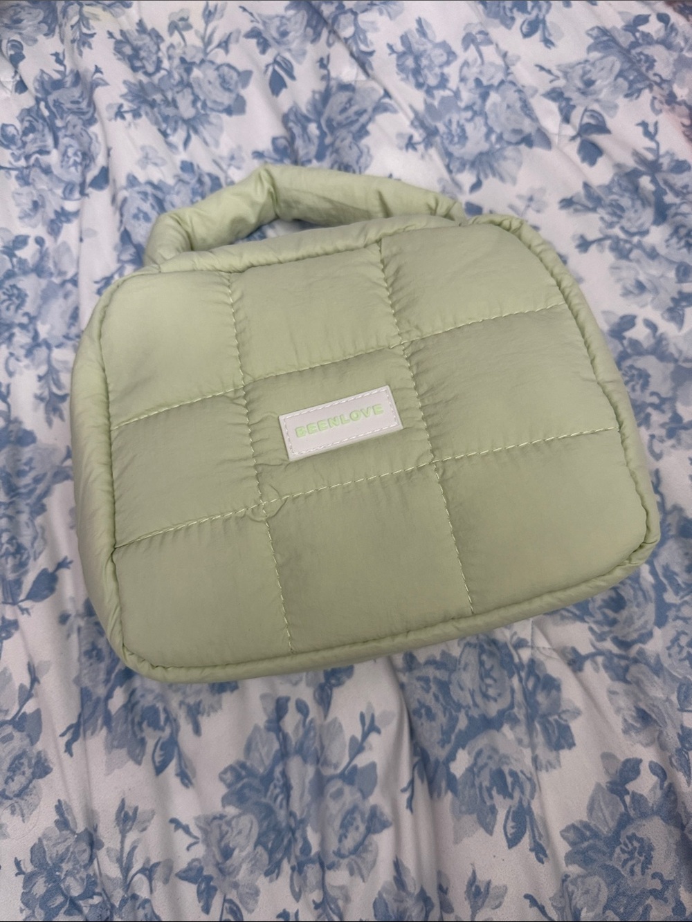 Sage  Quilted makeup bag